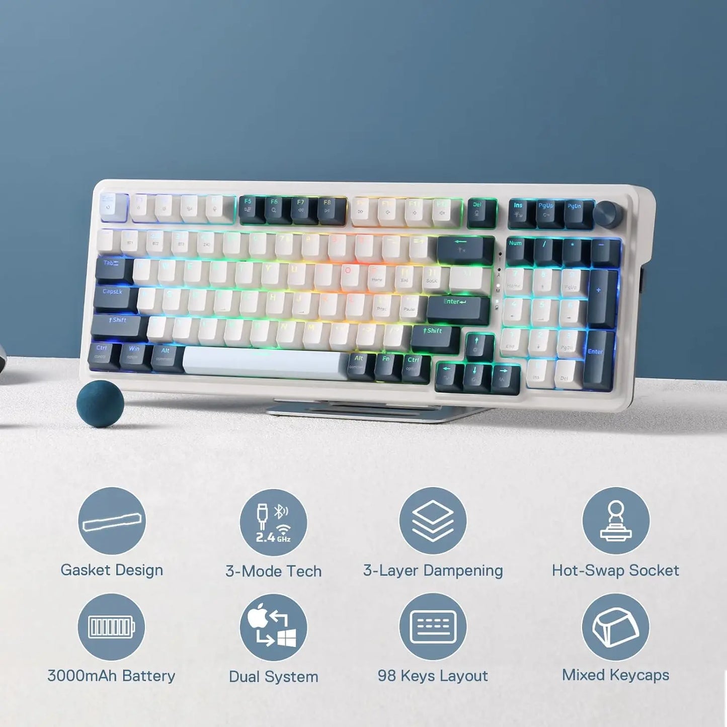 Wireless Gasket RGB Gaming 3-Mode Mechanical Keyboard
