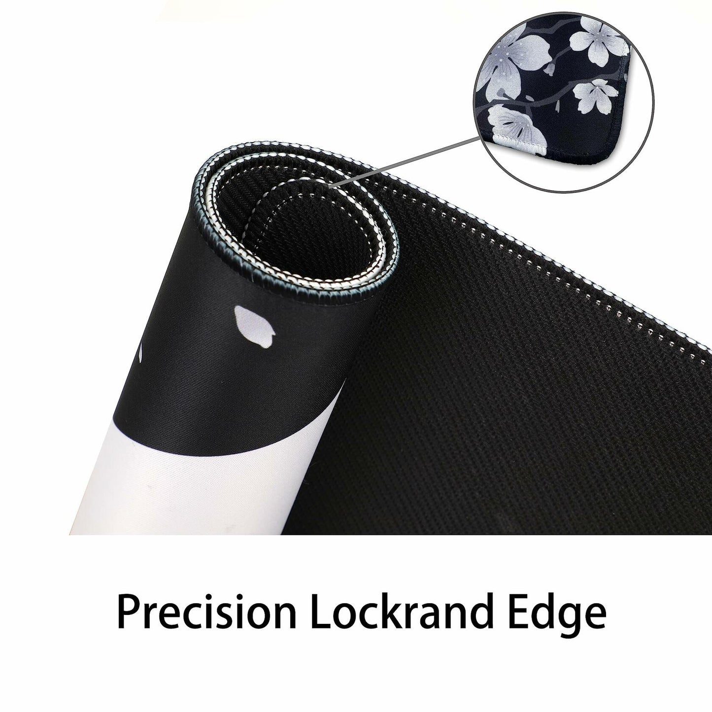 Cherry Blossom Yin Yang Mouse Pad XL Black White 31.5x11.8in